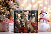 Holiday Puppy Tumbler with Straw, 20oz, Chihuahua dogs, Pet lovers cup, Fancy Tumbler, Holiday Gifts, Best gift, Travelers cup, Xmas gift The Aurora Touch