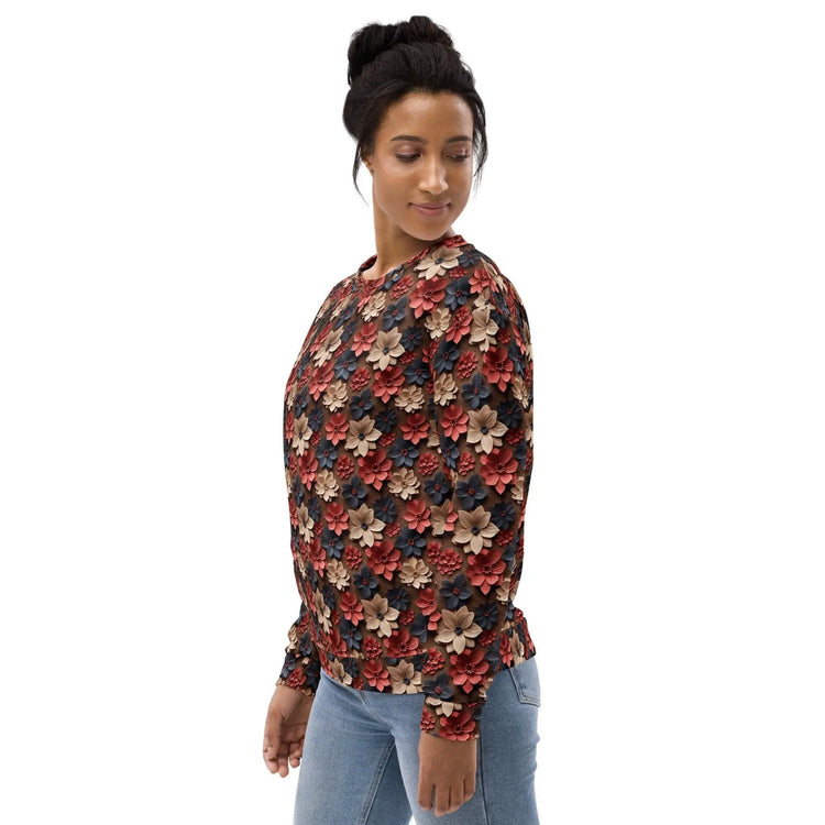 Bright Floral All-Over Pattern Sweatshirt for Women – Vibrant & Cozy Floral Sweatshirt for Every Season The Aurora Touch
