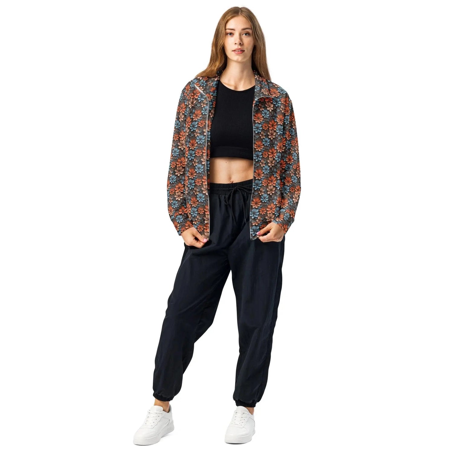 Beautiful Floral Pattern Female Unisex Track Jacket – Stylish & Comfortable Sportswear for Every Season