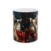 Ceramic Mug 11oz, Puppy Xmas, Holiday Mug, Designer Mug, Chihuahua Dog, Holiday Coffee Mug, Nurse Xmas gift, Neighbor gift The Aurora Touch