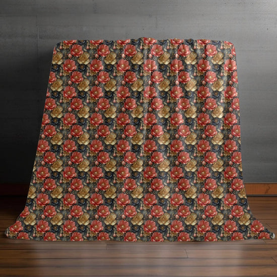 Vintage Floral Velveteen Microfiber Blanket | Cozy Home Decor, Gift for Her, Wedding Present, Floral Throw, Soft Blanket The Aurora Touch