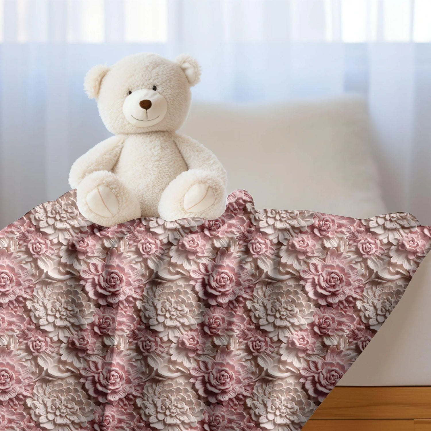 Floral Embossed Velveteen Microfiber Blanket, Cozy Throw, Soft Bed Cover, Home Decor, Gift for Her, Wedding, Birthday The Aurora Touch