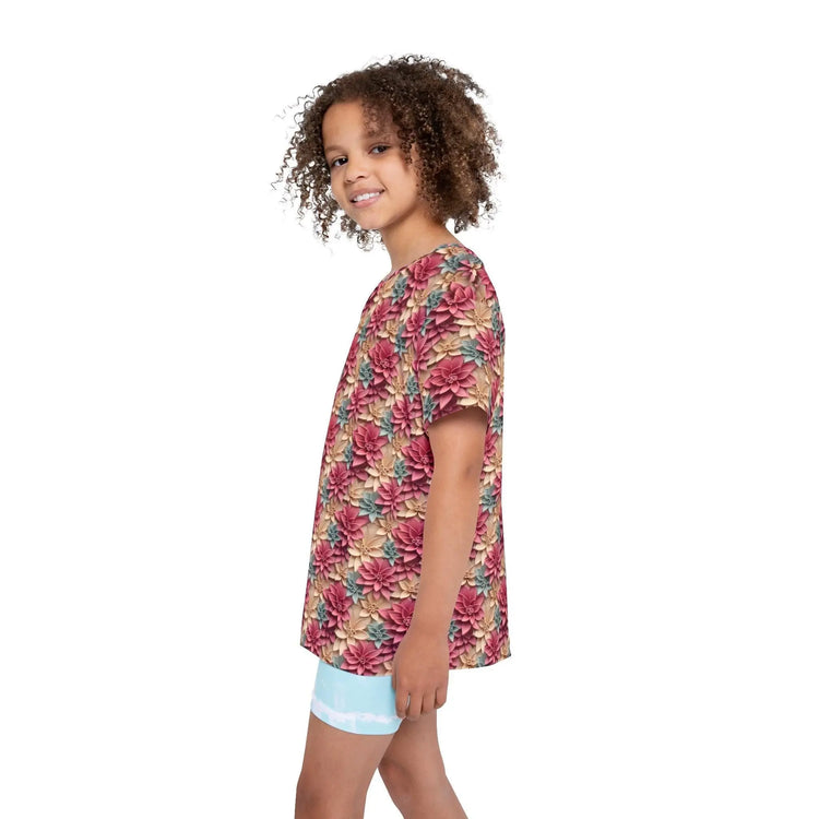 Kids Floral Sports Jersey, Cute Activewear for Boys & Girls, Ideal for Birthdays, Sports Events, Summer Fun, Playful Vibes The Aurora Touch