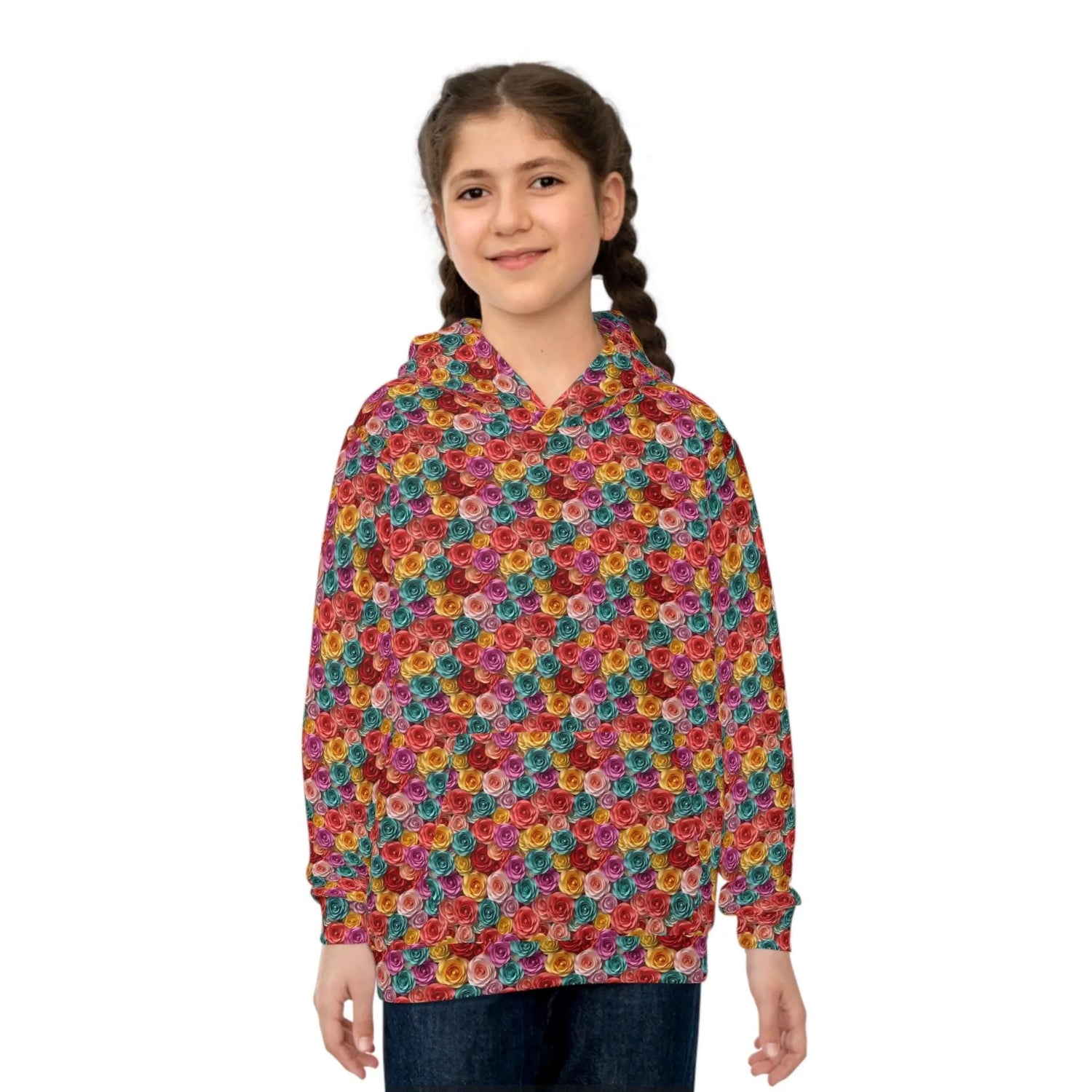 Colorful Floral Children Hoodie, Unique Kids Gift, Fun Rainy Day Wear, Cozy Playtime Apparel, Birthday or Holiday Present for Girl The Aurora Touch