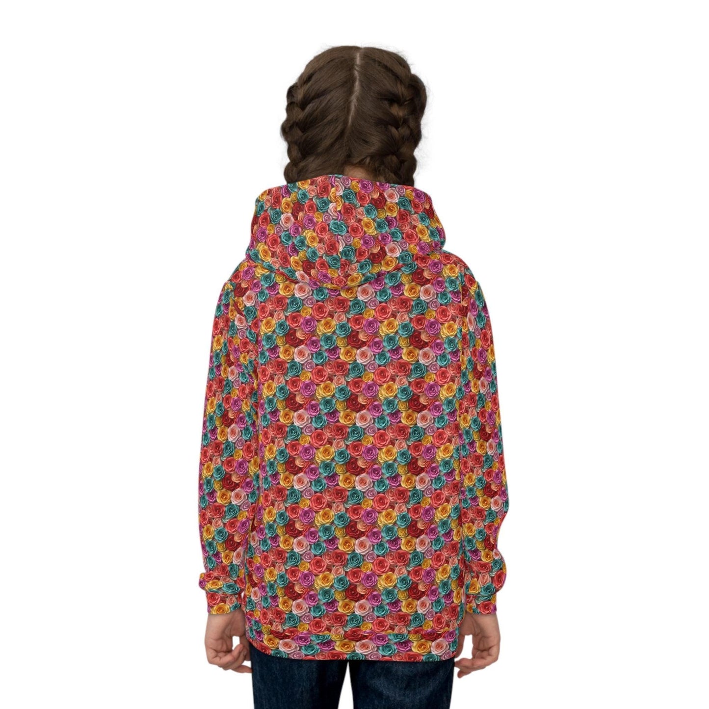 Colorful Floral Children Hoodie, Unique Kids Gift, Fun Rainy Day Wear, Cozy Playtime Apparel, Birthday or Holiday Present for Girl