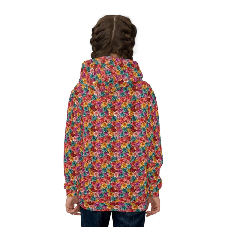 Colorful Floral Children Hoodie, Unique Kids Gift, Fun Rainy Day Wear, Cozy Playtime Apparel, Birthday or Holiday Present for Girl The Aurora Touch