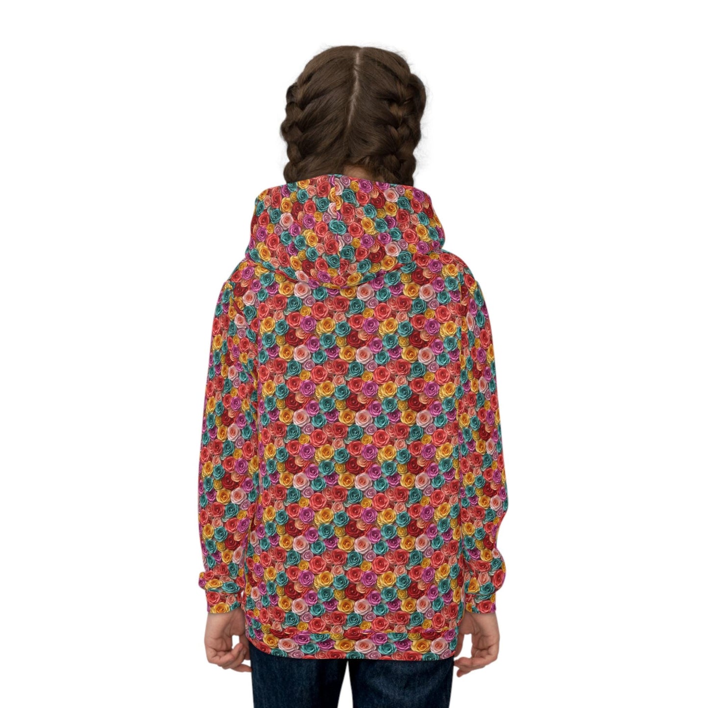 Colorful Floral Children Hoodie, Unique Kids Gift, Fun Rainy Day Wear, Cozy Playtime Apparel, Birthday or Holiday Present for Girl