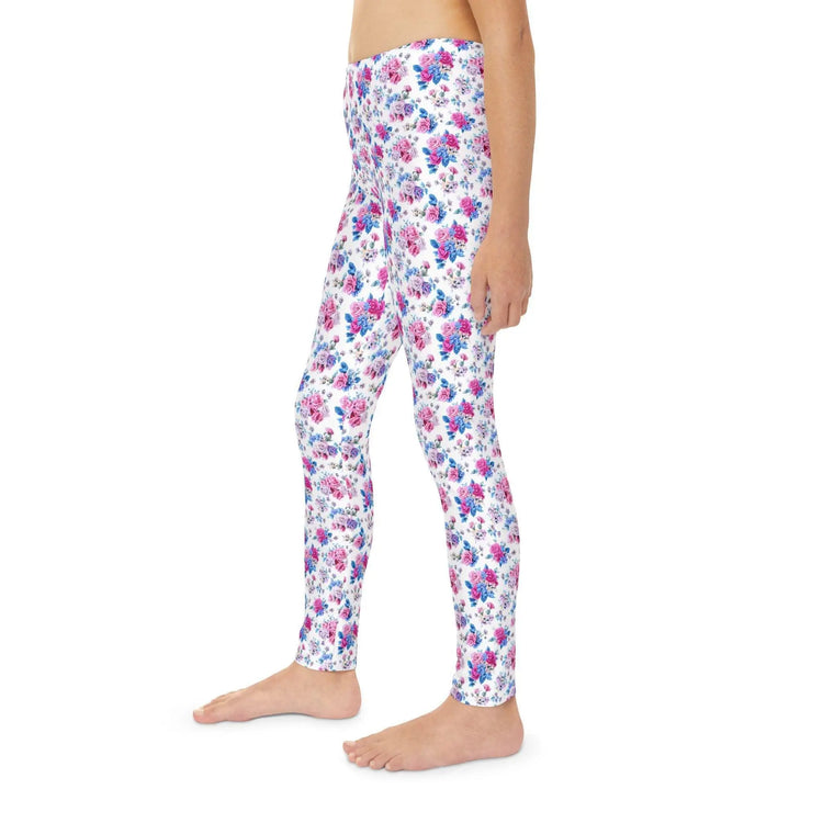 Floral Youth Full-Length Leggings, Stylish Girls Leggings, Comfortable Activewear, Trendy Spring Outfit, Gift for Young Girls The Aurora Touch
