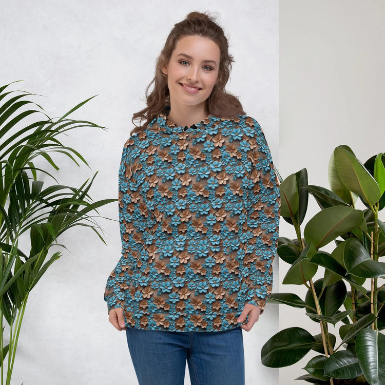 Warm Vibrant 3D Floral All Over Print Hoodie for Women - Stylish Cozy, Perfect for Fall & Winter