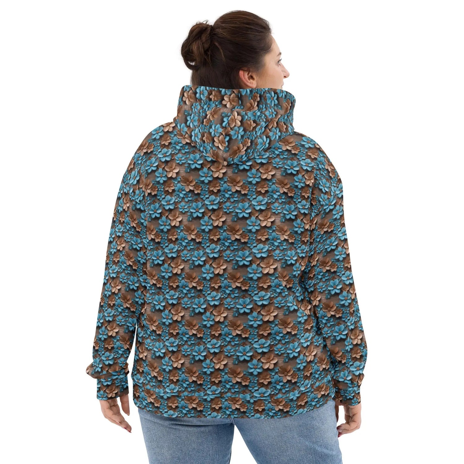Warm Vibrant 3D Floral All Over Print Hoodie for Women - Stylish Cozy, Perfect for Fall & Winter