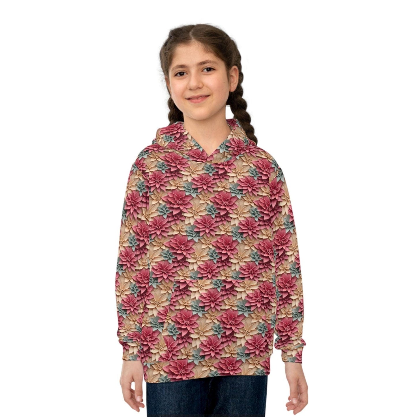 Floral Children's Hoodie - Cozy Pullover for Kids, Perfect for Spring Outings, Birthday Gifts, and Everyday Wear, Botanical Print, girl
