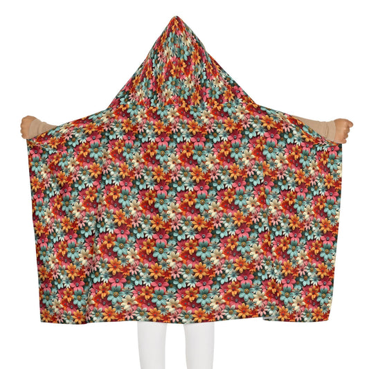 Toalla juvenil con capucha y estampado floral colorido: divertida y acogedora para niños, días de piscina, viajes a la playa, diversión de verano, regalos de cumpleaños y la hora del baño.