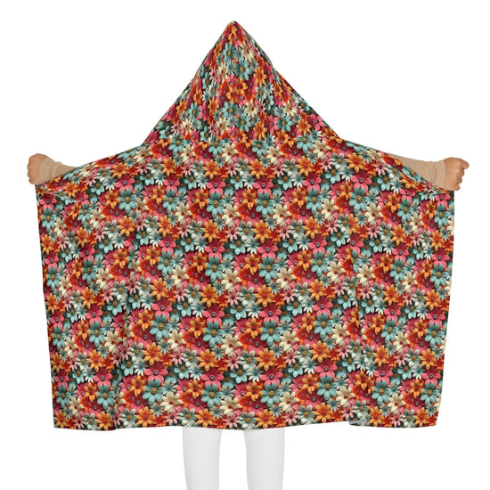 Colorful Floral Youth Hooded Towel - Fun and Cozy for Kids, Pool Days, Beach Trips, Summer Fun, Birthday Gifts, Bath Time The Aurora Touch