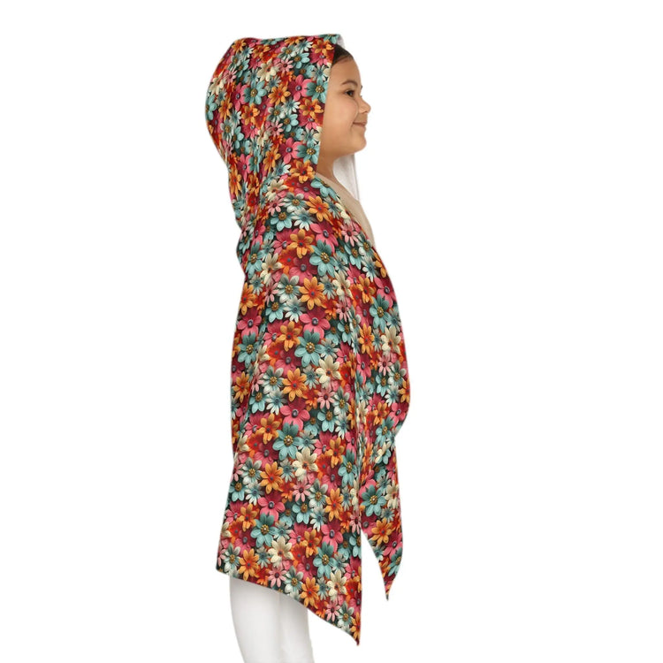 Colorful Floral Youth Hooded Towel - Fun and Cozy for Kids, Pool Days, Beach Trips, Summer Fun, Birthday Gifts, Bath Time The Aurora Touch