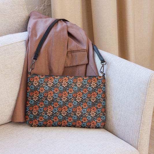 Warm Flowers All-Over Print Stylish Crossbody Bag - Unique Floral Print, Trendy and Functional Bag, Perfect for Daily Use, Gift for Her