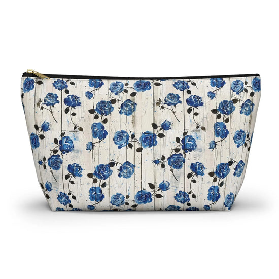 Floral Accessory Pouch, Blue Rose Pattern Design Cosmetic Travel Bag The Aurora Touch