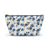 Floral Accessory Pouch, Blue Rose Pattern Design Cosmetic Travel Bag The Aurora Touch