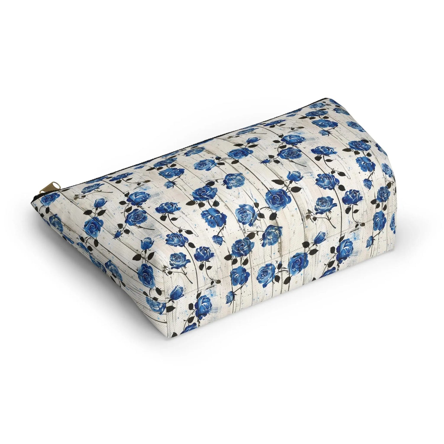 Floral Accessory Pouch, Blue Rose Makeup Bag, Cosmetic Case, Travel Organizer, Gift for Her, Stylish Toiletry Storage
