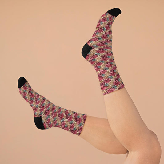 Eco-Friendly Recycled Poly Socks, Colorful Floral Patterned Socks, Sustainable Fashion Accessories, Perfect Gift, Cozy and Comfy, For Her