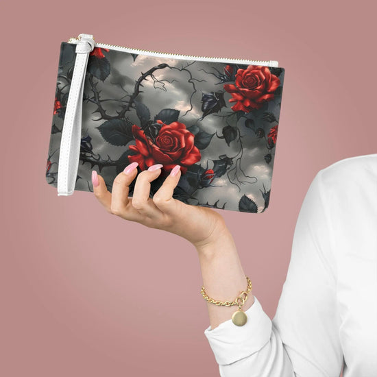 Elegant Floral Clutch Bag | Vintage Rose Design, Evening Purse, Party Accessory, Makeup Organizer, Gift for Her The Aurora Touch