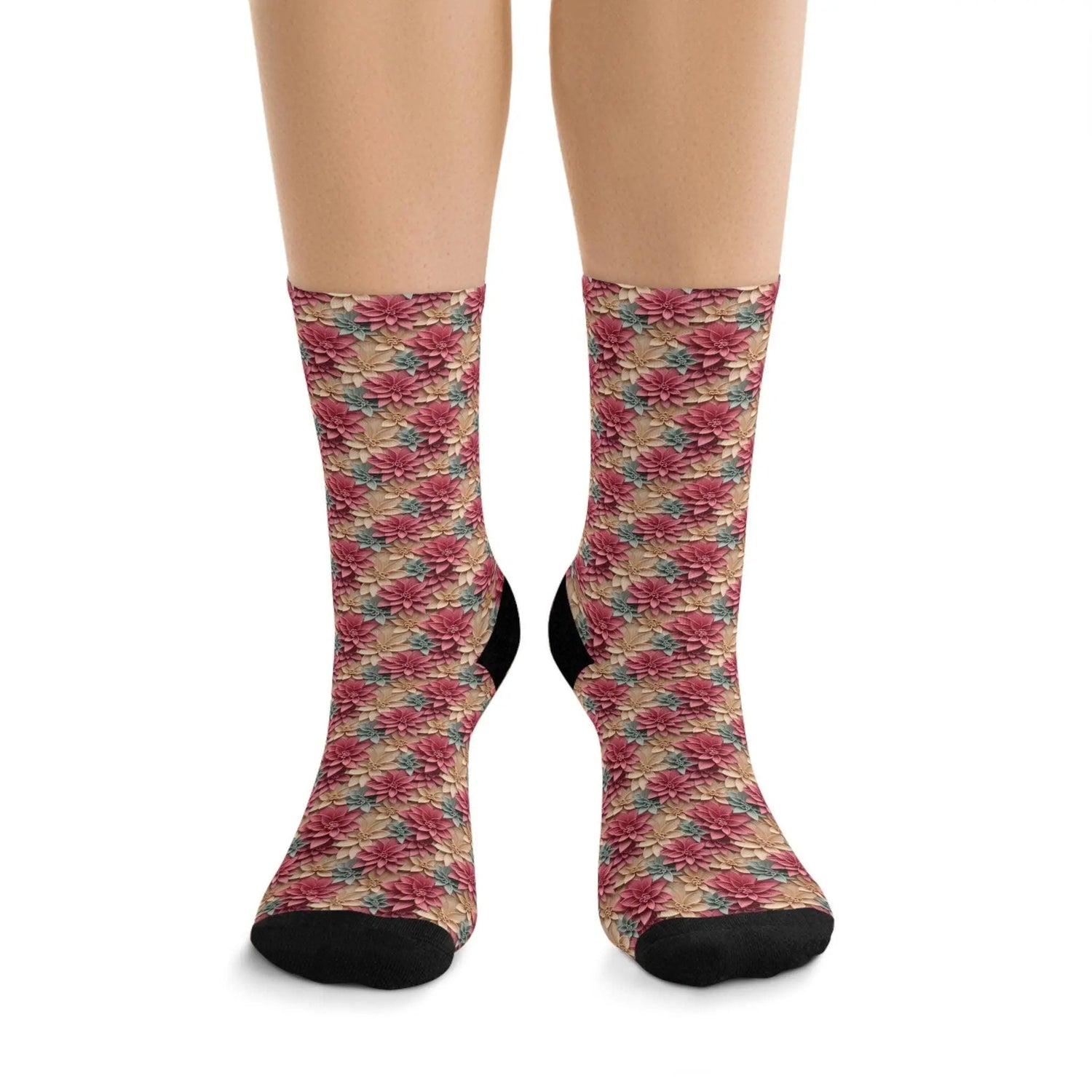 Eco-Friendly Recycled Poly Socks, Colorful Floral Patterned Socks, Sustainable Fashion Accessories, Perfect Gift, Cozy and Comfy, For Her The Aurora Touch