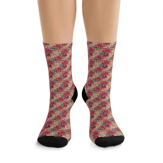 Eco-Friendly Recycled Poly Socks, Colorful Floral Patterned Socks, Sustainable Fashion Accessories, Perfect Gift, Cozy and Comfy, For Her The Aurora Touch