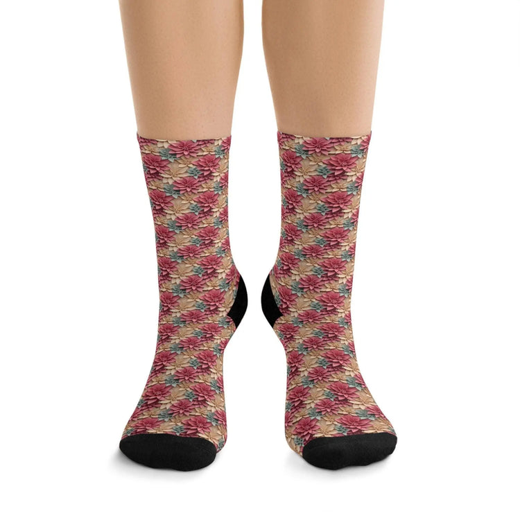 Eco-Friendly Recycled Poly Socks, Colorful Floral Patterned Socks, Sustainable Fashion Accessories, Perfect Gift, Cozy and Comfy, For Her The Aurora Touch