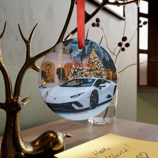 Personalized Car Lover's Acrylic Ornament, Custom Holiday Decor, Vehicle Enthusiast Gift, Christmas, New Year Ornament, White Lambo