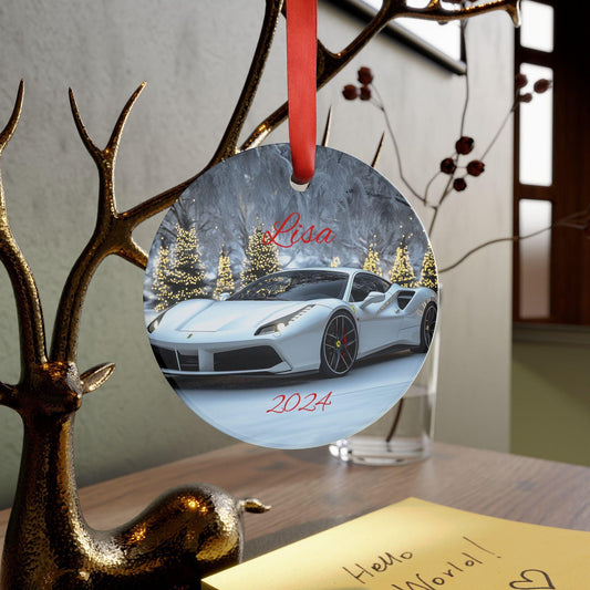Personalized Holiday Acrylic Ornament, Custom Car Ornament, Christmas Decor, Unique Gift for Car Lovers, 2024 Decor, White Ferrari