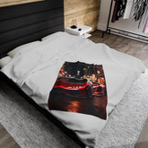 Luxury Velveteen Plush Blanket with Sports Car Design, Cozy Throw, Gift for Car Lovers, Home Decor, Soft Fleece Blanket, Auto Enthusiast