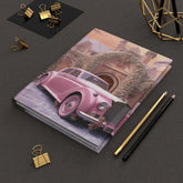 Pink Vintage Christmas Hardcover Journal Matte - Fancy Notebook, Office Business Planner, Daily Diary, Pink Rolls Royce Stationery The Aurora Touch