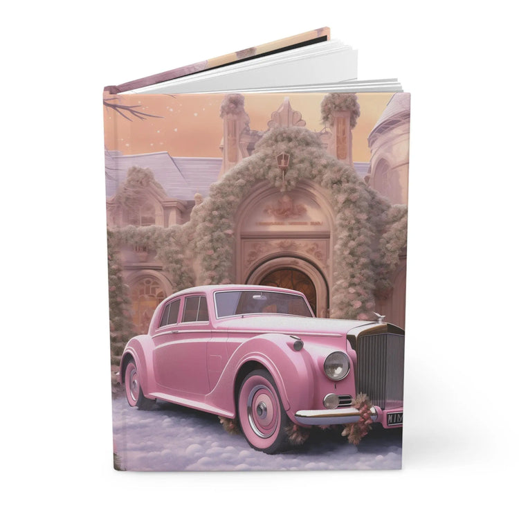 Pink Vintage Christmas Hardcover Journal Matte - Fancy Notebook, Office Business Planner, Daily Diary, Pink Rolls Royce Stationery The Aurora Touch