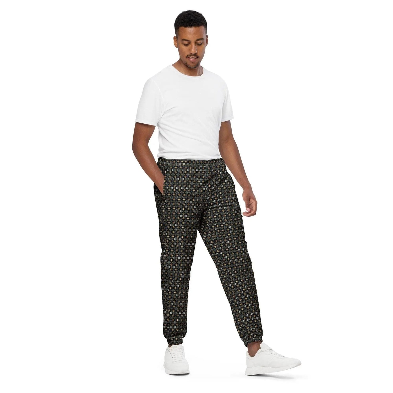 Stylish All-Over Print Men’s Track Pants | Trendy Activewear | Comfortable and Breathable | Custom Pattern Joggers | Streetwear Essential The Aurora Touch