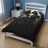 Velveteen Blanket - Day of the Dead Skeleton Couple Halloween Novelty Soft Black Blanket, Dia de los Muertos Decor, Halloween Bed Throw, The Aurora Touch