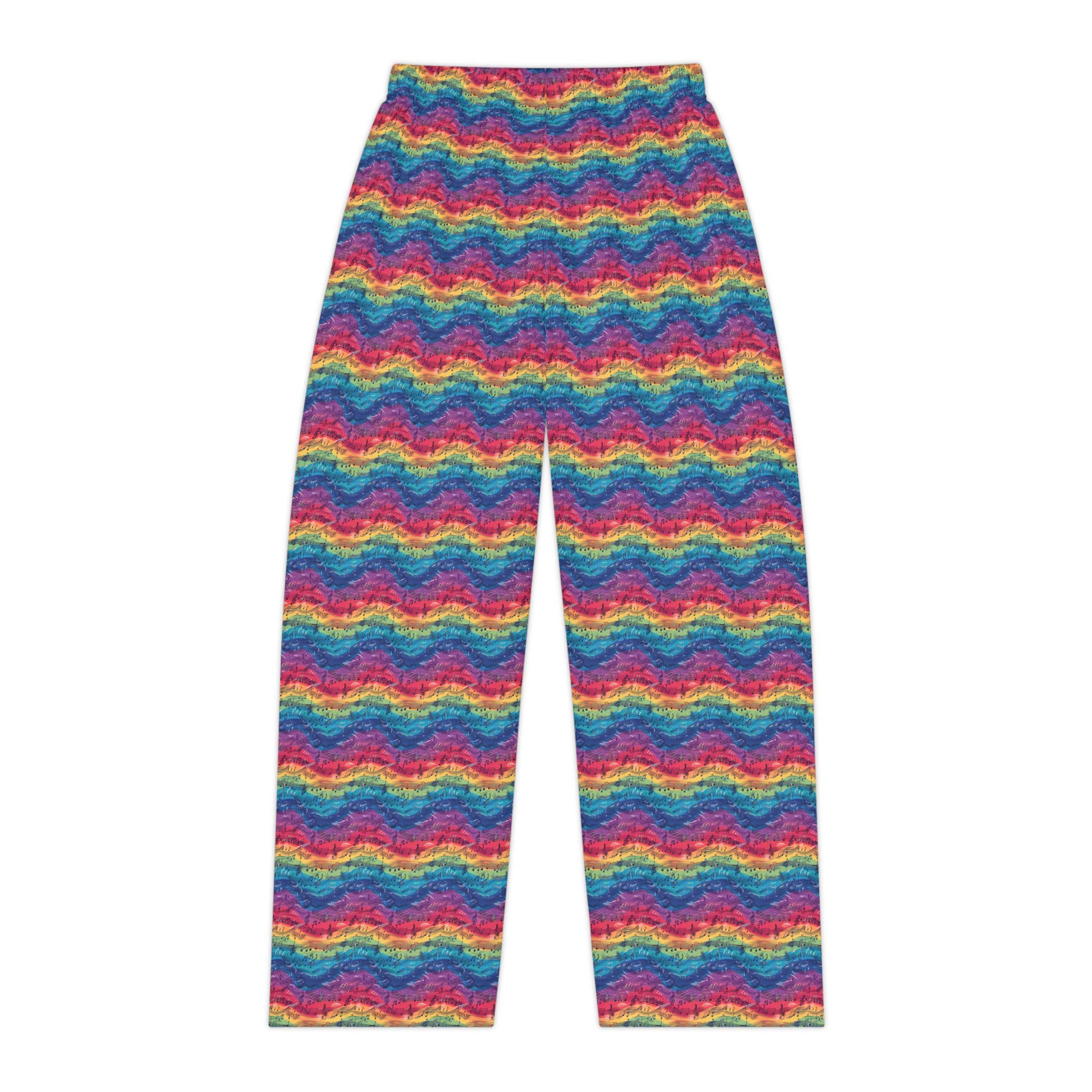 Vibrant Rainbow Wave Women's Pajama Pants, Cozy Loungewear, Comfortable Sleepwear, Colorful Gift Idea, Relaxing Home Style