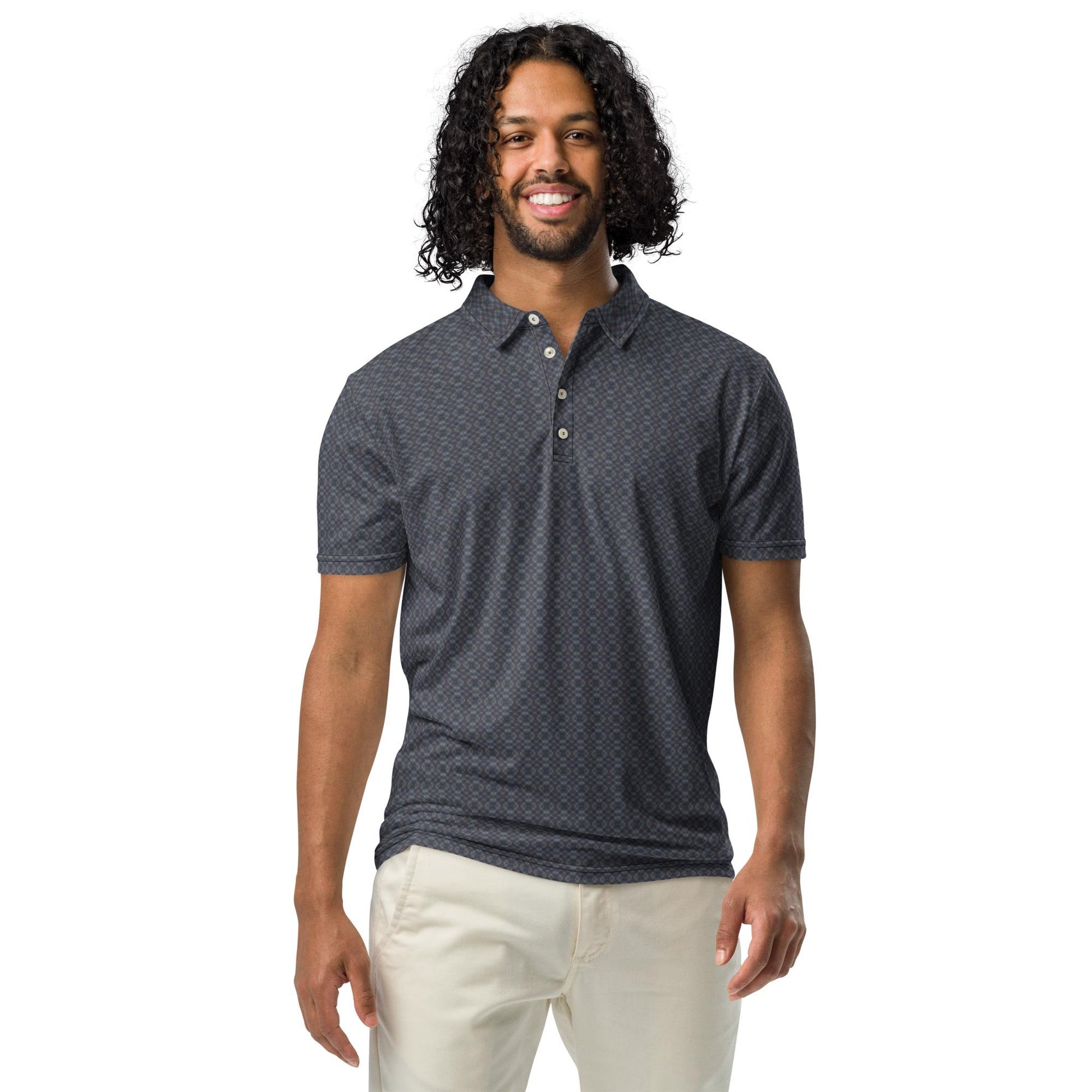 Men&#39;s Geometric Pattern Slim Fit Polo - Stylish, Modern & Comfortable Casual Shirt, Great Gift For Him