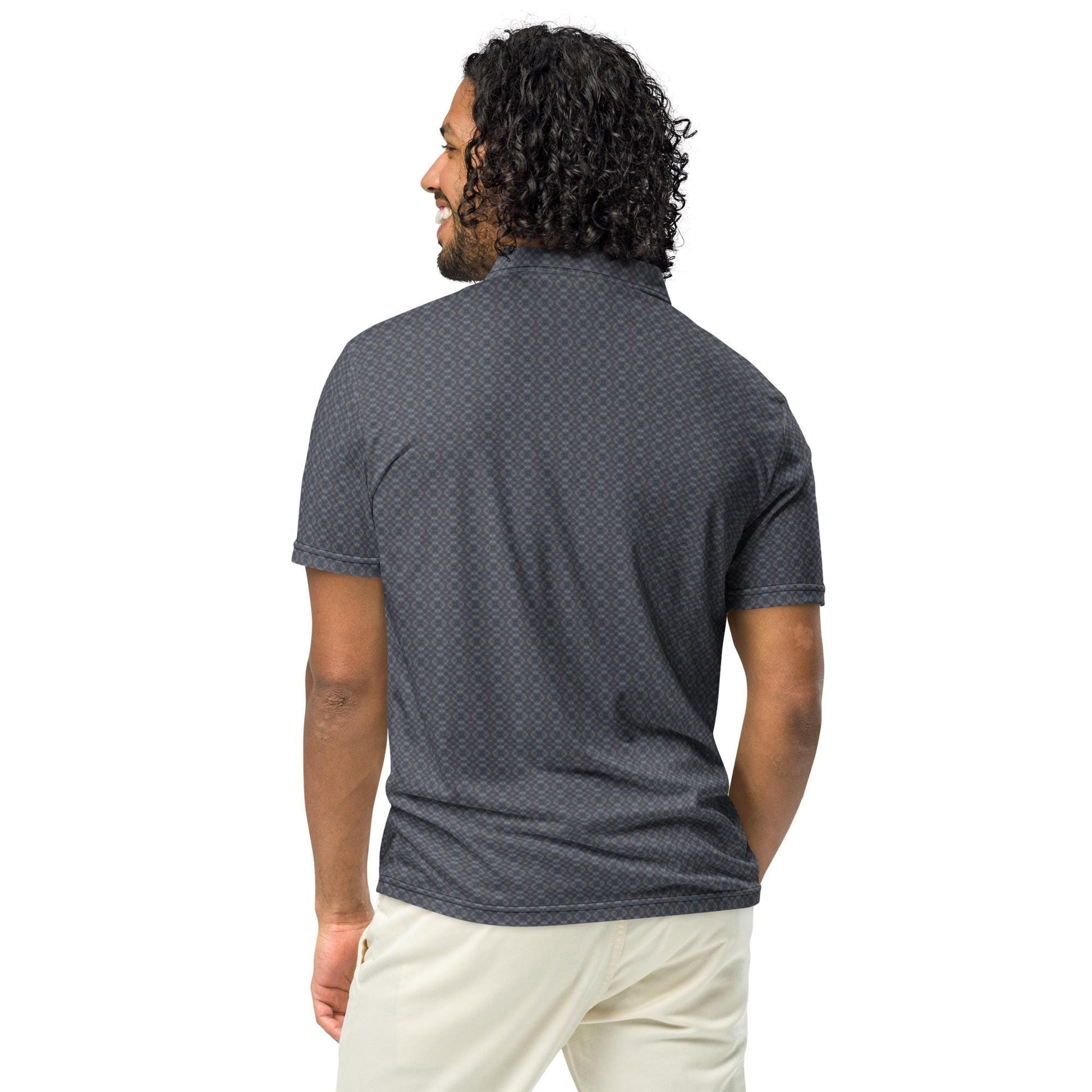 Men&#39;s Geometric Pattern Slim Fit Polo - Stylish, Modern & Comfortable Casual Shirt, Great Gift For Him