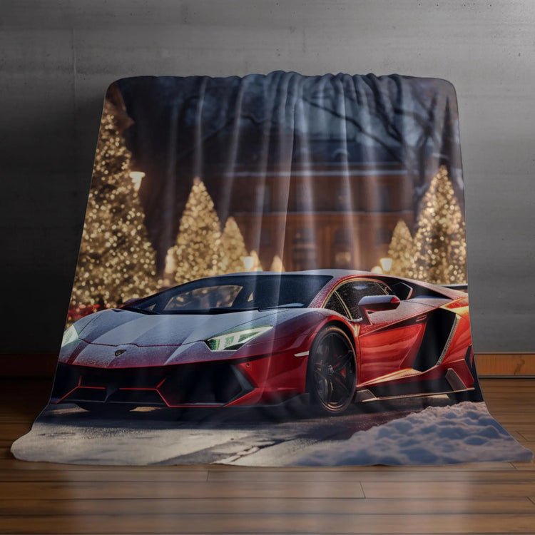 Lamborghini Holiday Velveteen Plush Blanket, Luxury blankets, Xmas Blankets, Bedroom Blanket, Couch Throw, Boys Bedroom, Car Lover Gift The Aurora Touch