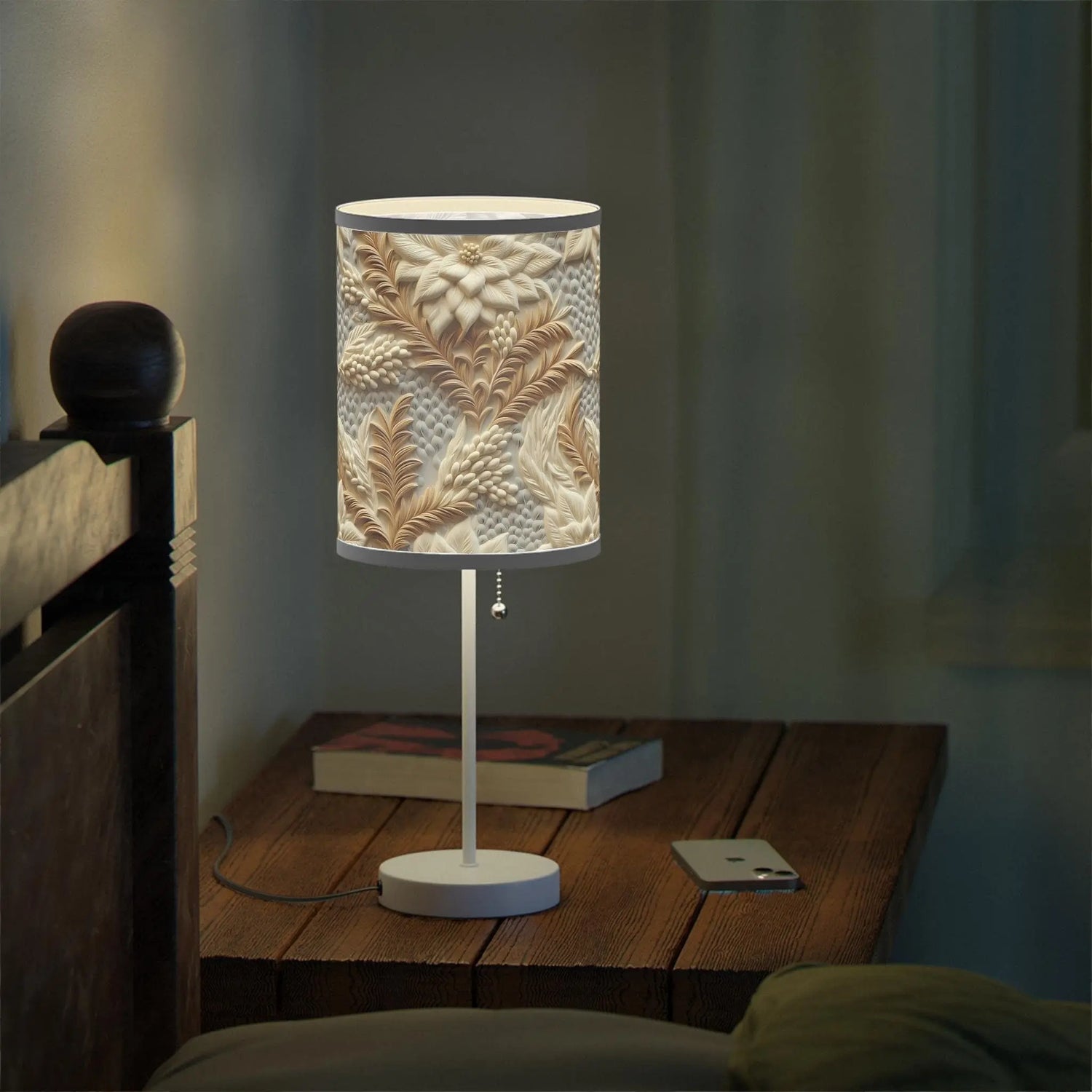 Botanical Pattern Table Lamp, Home Decor, Cozy Atmosphere, Floral Design, Bedroom Lighting, Housewarming Gift, Elegant Table Lamp