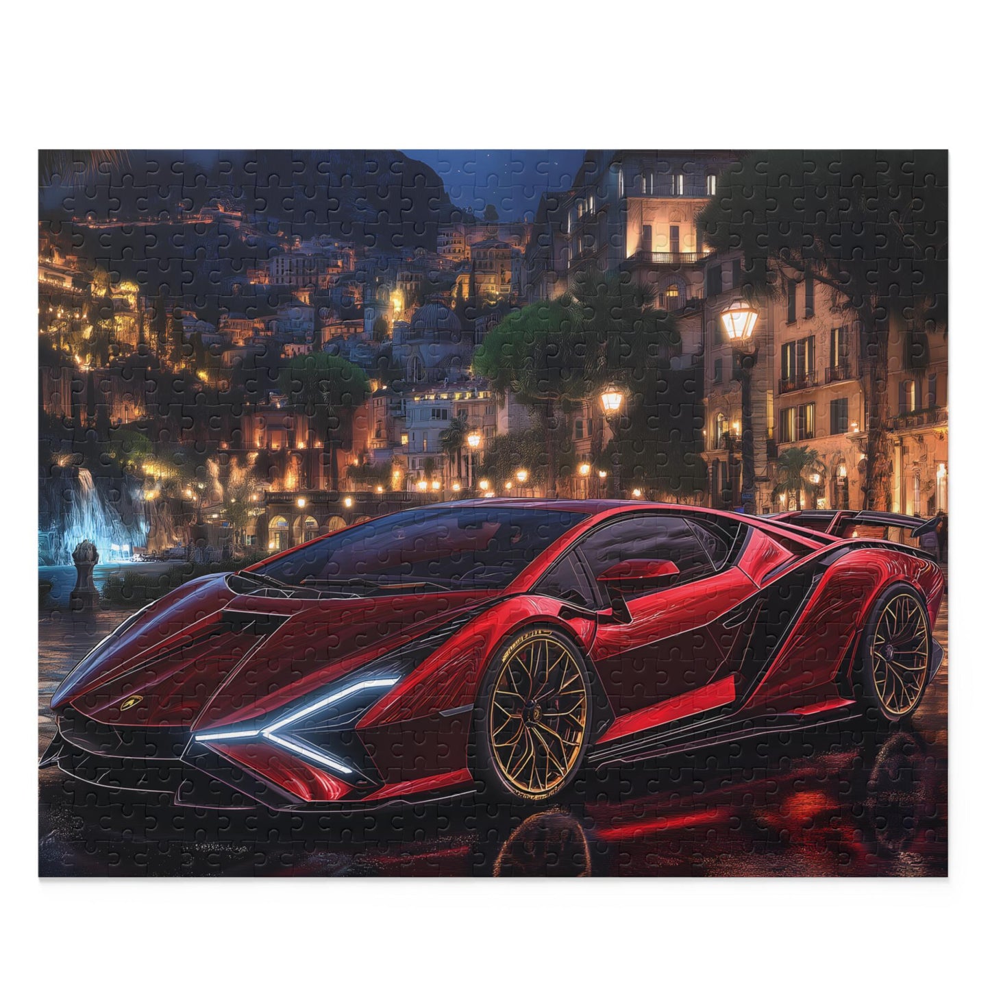 Lamborghini Nightscape Puzzle | 120, 252, 500-Piece | Car Enthusiast Gift | Dynamic Nighttime Art | Family Game Night | Perfect for Father's