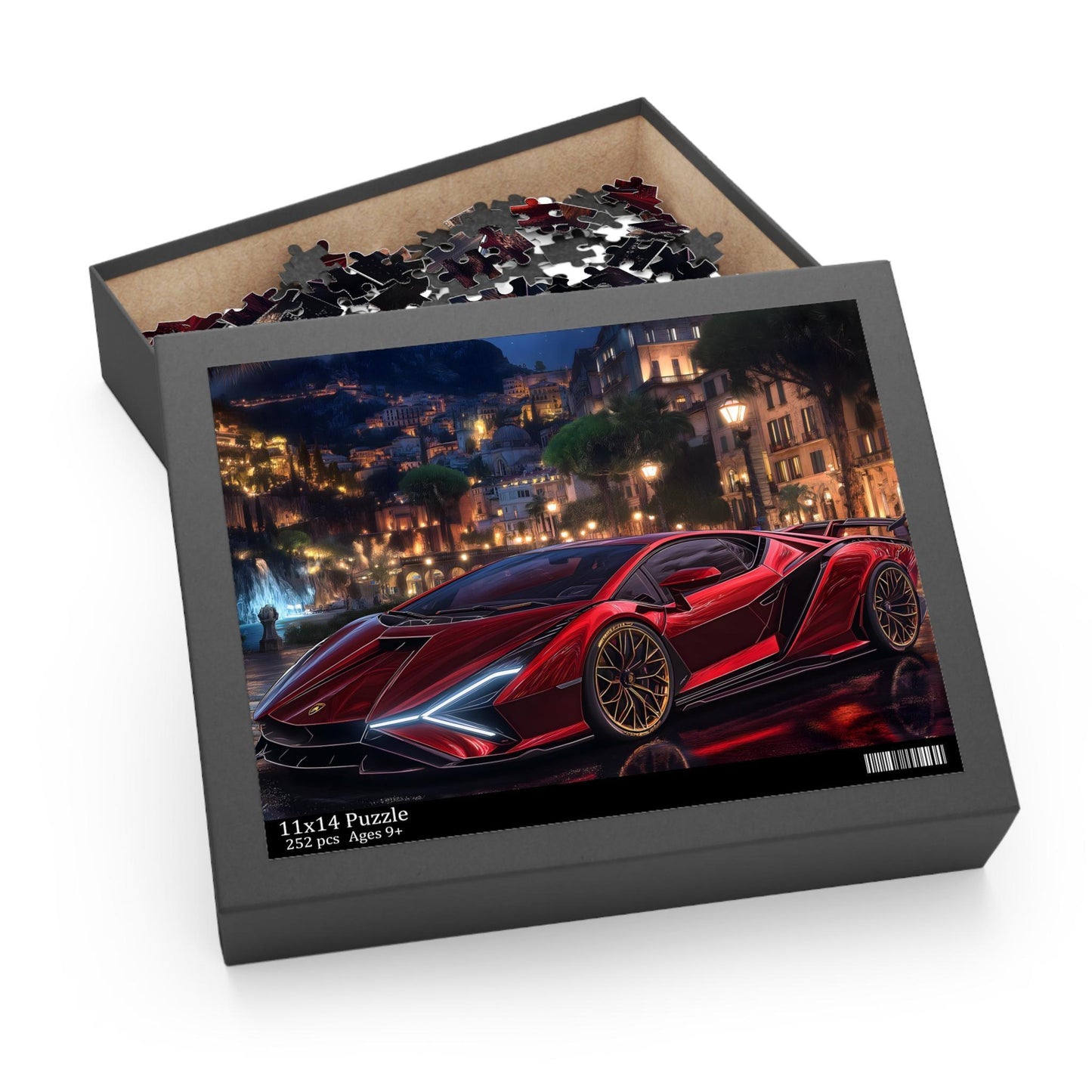 Lamborghini Nightscape Puzzle | 120, 252, 500-Piece | Car Enthusiast Gift | Dynamic Nighttime Art | Family Game Night | Perfect for Father's