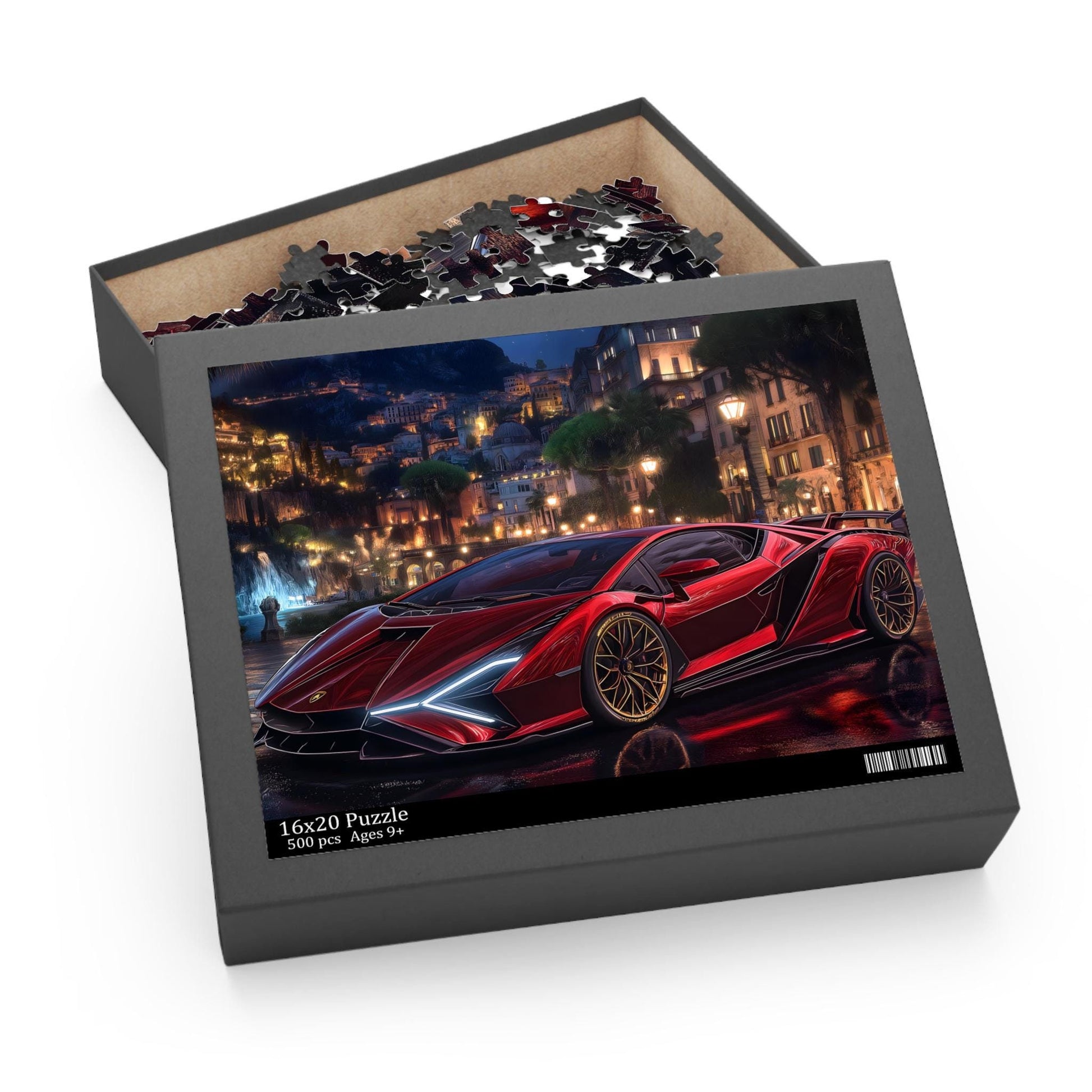 Lamborghini Nightscape Puzzle | 120, 252, 500-Piece | Car Enthusiast Gift | Dynamic Nighttime Art | Family Game Night | Perfect for Father&#39;s