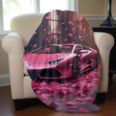 Valentines Plush Blanket - Pink Cozy Bed Cover, Stylish Couch Throw, Pink Barbie, Lamborghini, Velveteen Plush Blanket