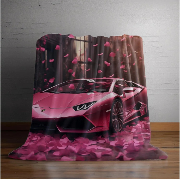 Valentines Plush Blanket - Pink Cozy Bed Cover, Stylish Couch Throw, Pink Barbie, Lamborghini, Velveteen Plush Blanket The Aurora Touch