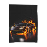 Plush Blanket, Race Car Portrait, Exotic Car Art, Stylish, Young Teen Gift, Teen Bedroom Decor, Black Lamborghini The Aurora Touch