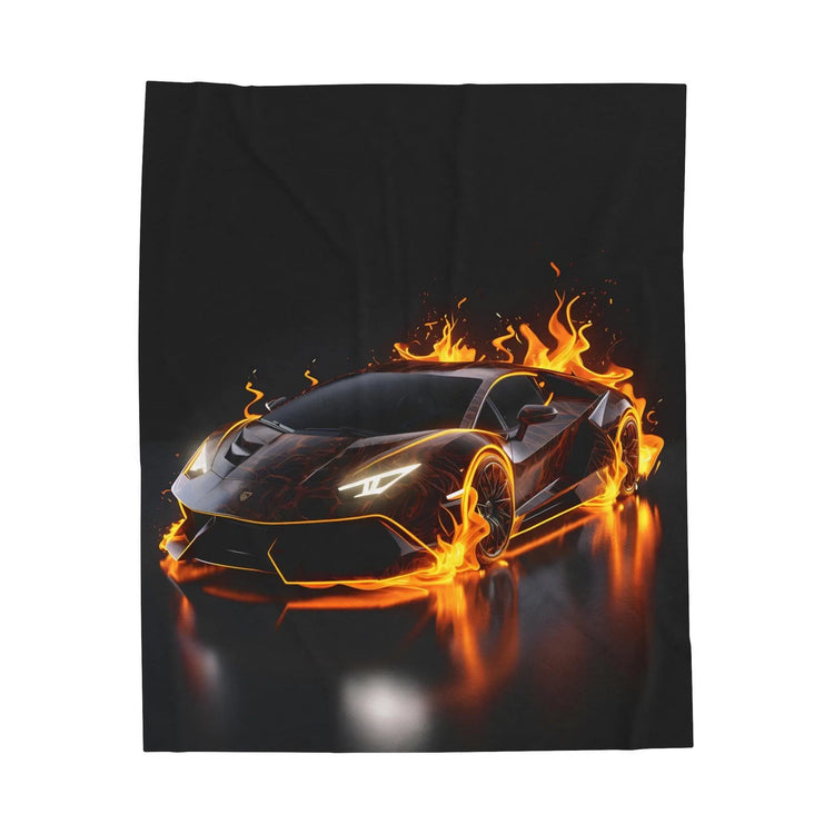 Plush Blanket, Race Car Portrait, Exotic Car Art, Stylish, Young Teen Gift, Teen Bedroom Decor, Black Lamborghini The Aurora Touch