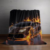 Plush Blanket, Race Car Portrait, Exotic Car Art, Stylish, Young Teen Gift, Teen Bedroom Decor, Black Lamborghini The Aurora Touch