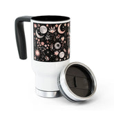 Celestial Floral Travel Mug, Beautiful Insulated Coffee Cup with Handle, Perfect for Gifts, Camping, Road Trips and Daily Use, 14oz The Aurora Touch