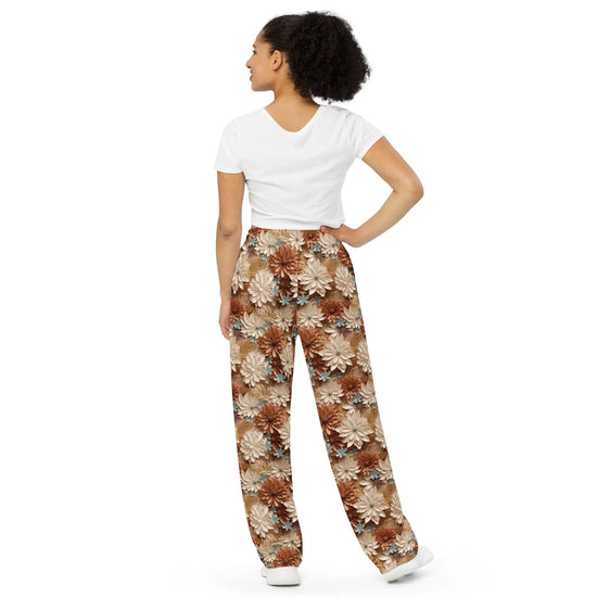 All-Over Floral Print Wide-Leg Pants – Stylish & Comfortable Women&