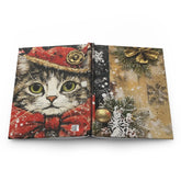 Festive Cat Hardcover Journal, Cute Christmas Notebook, Holiday Gift, Planner for Cat Lovers, Winter Journal, Seasonal Diary The Aurora Touch